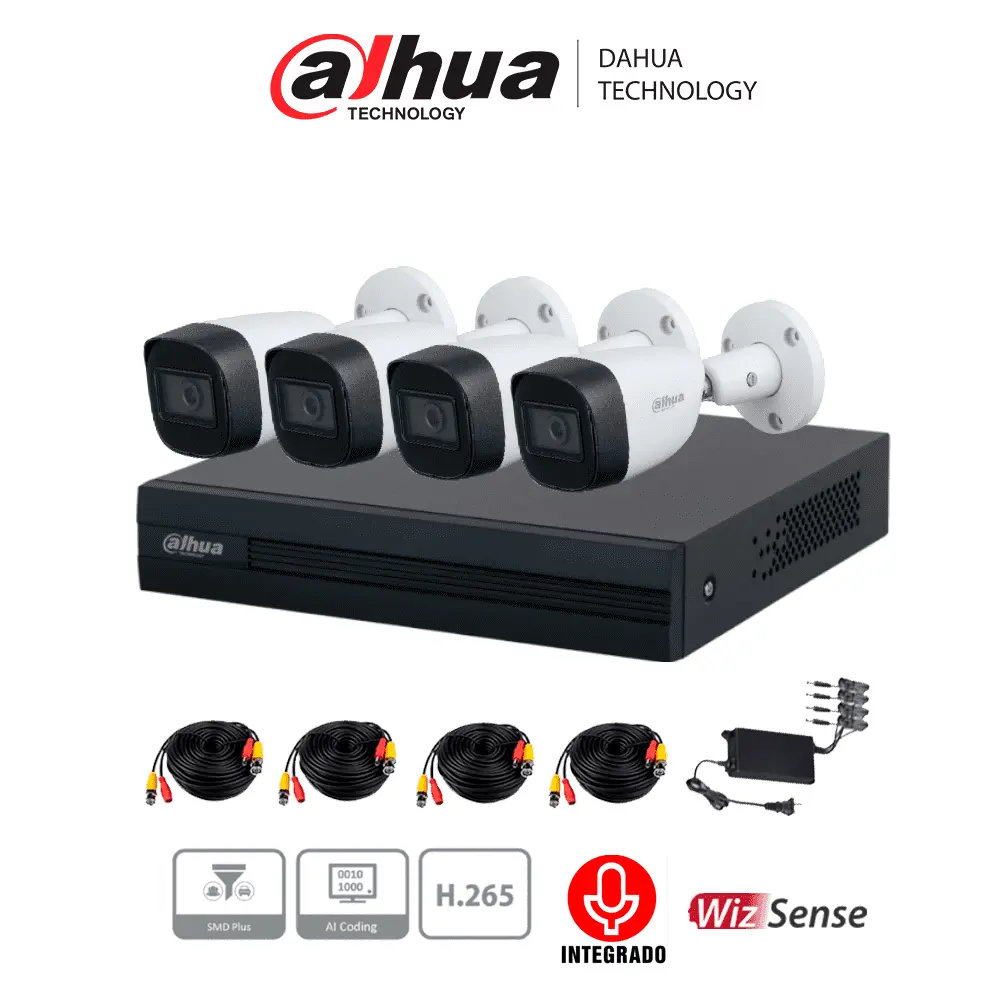 Kit Camaras 4 Canales 2 Mpx Con Microfono