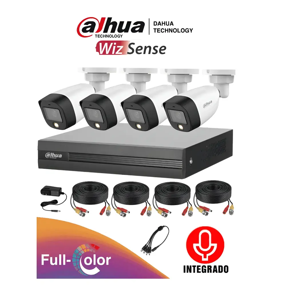 Kit Camaras Full Color 4 Canales 2 Mpx Con Microfono