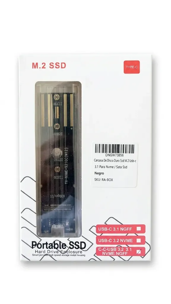 Carcasa De Disco Duro Ssd M.2 Usb-c 3.1 Para Nvme